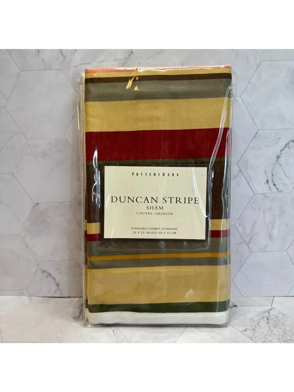NIP Pottery Barn Pillow Sham Duncan Stripe Standard Rust Red Green Southwest (1)